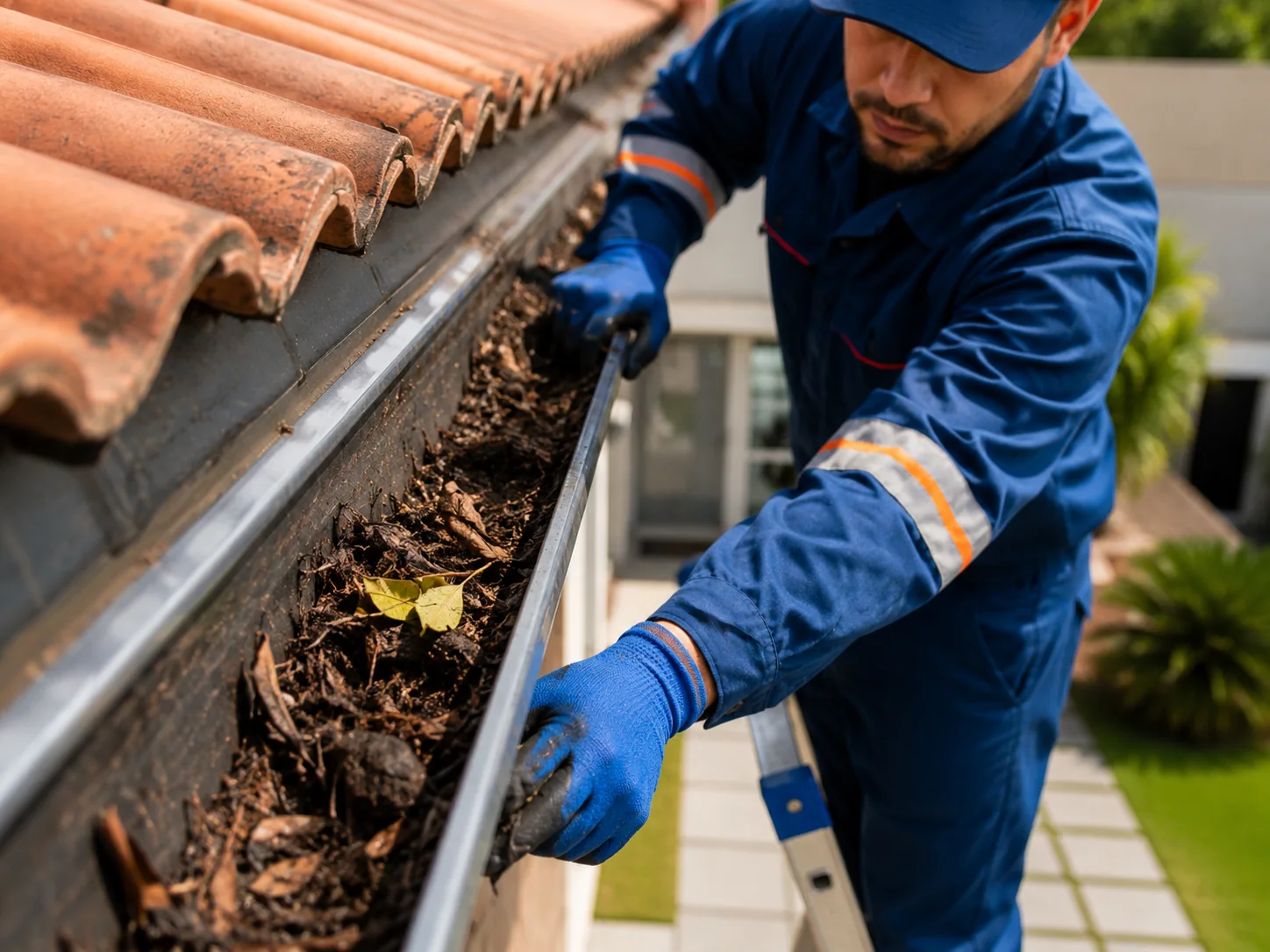 Detalhe de atendimento em sistema de calhas
